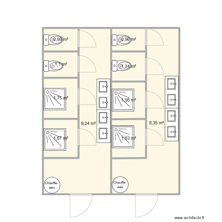 PERSICO BORNIER - CHANTIER VILLEFRANCHE. Plan de 10 pièces et 27 m2