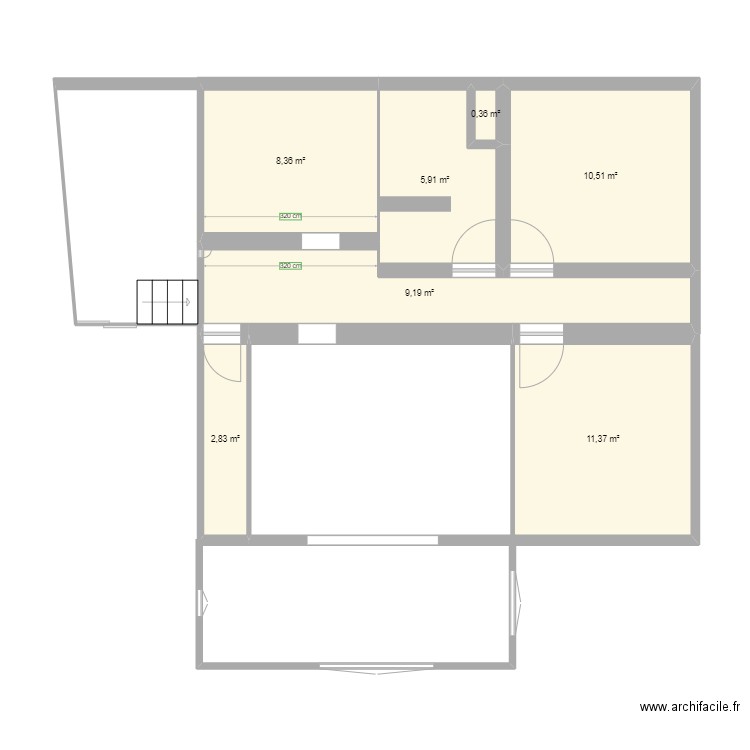 Pavillon. Plan de 7 pièces et 49 m2