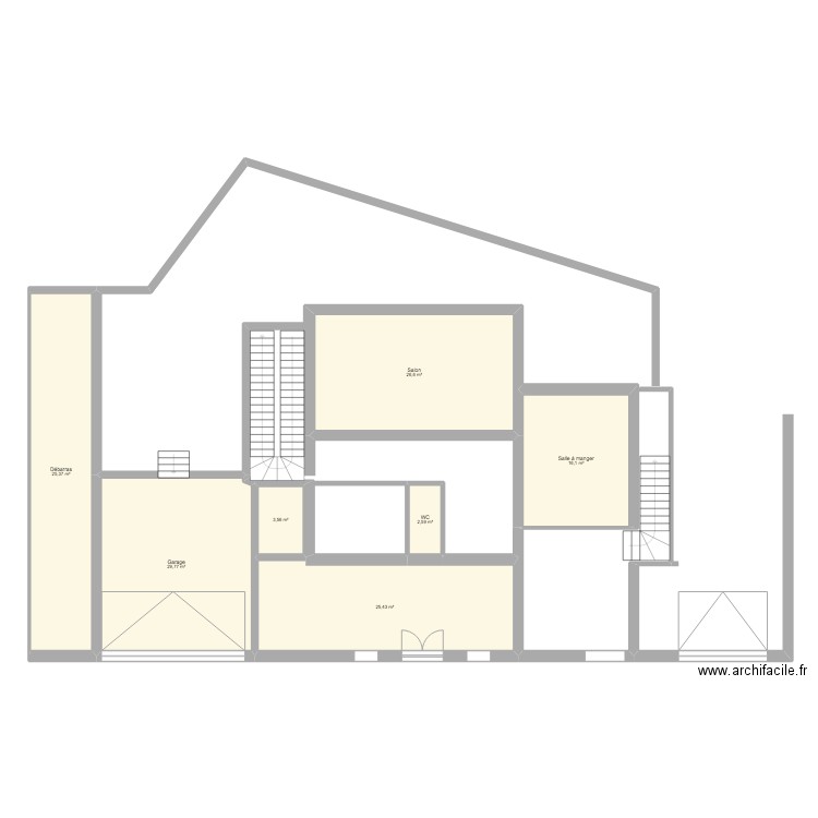 Maison San Agustin 1er étage. Plan de 7 pièces et 129 m2