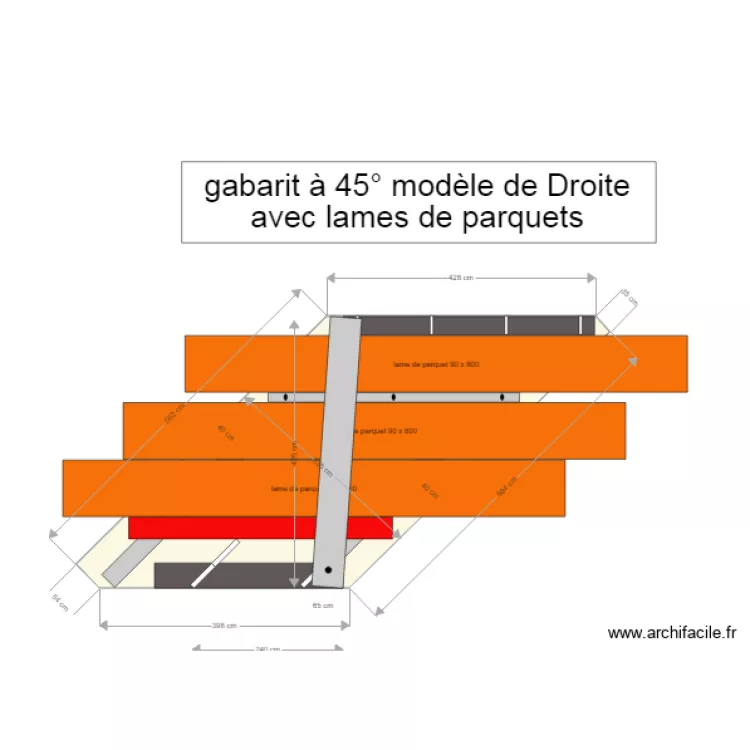 gabarit tenonneuse avec lames de parquets. Plan de 