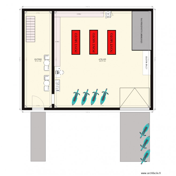 garage moto. Plan de 0 pièce et 0 m2