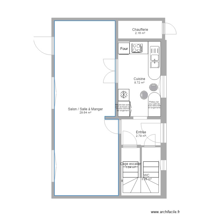 SOLTERRE 3 pl Bourg Aménagement Cuisine. Plan de 0 pièce et 0 m2