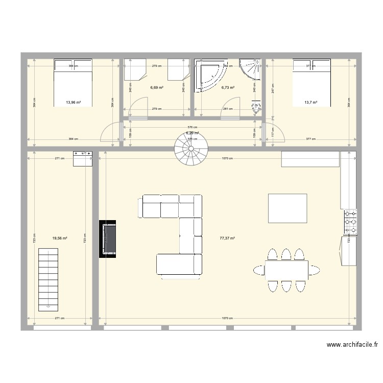 sechoir 0. Plan de 7 pièces et 144 m2