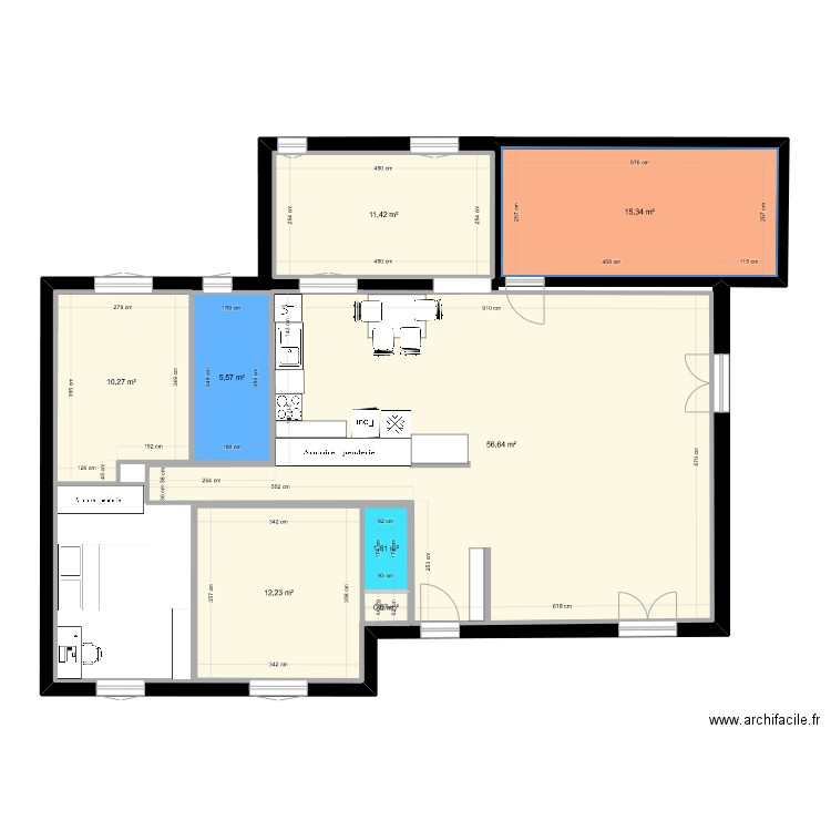 Chambre véranda + Conservation garage. Plan de 8 pièces et 114 m2