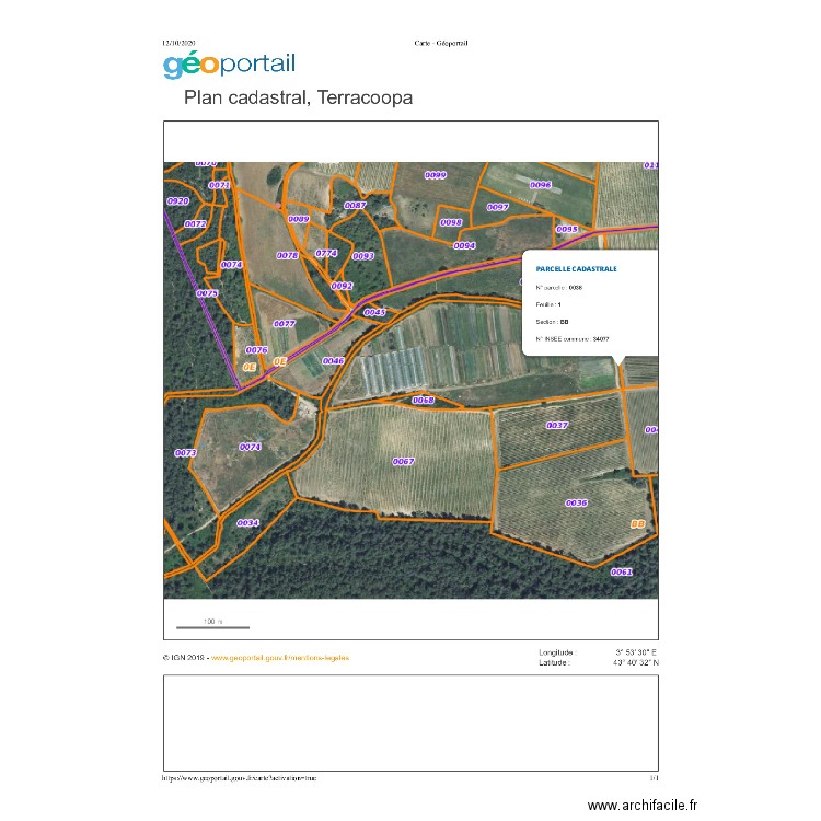 Plan cadastral. Plan de 0 pièce et 0 m2