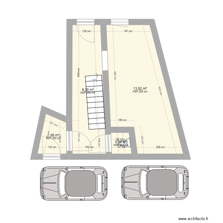 rdc ancien. Plan de 0 pièce et 0 m2