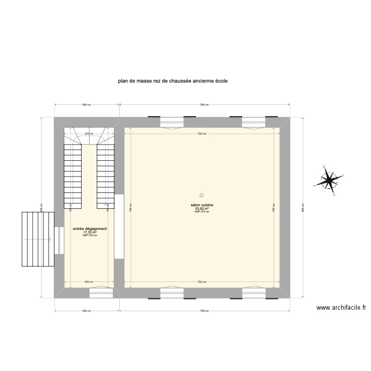 école de poleyrieu , 89 montée de l école 38510 COURTENAY. Plan de 2 pièces et 71 m2