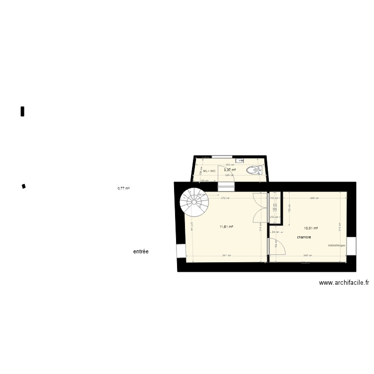 pavillon  rch 226. Plan de 4 pièces et 26 m2