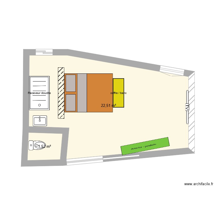 chambre. Plan de 0 pièce et 0 m2