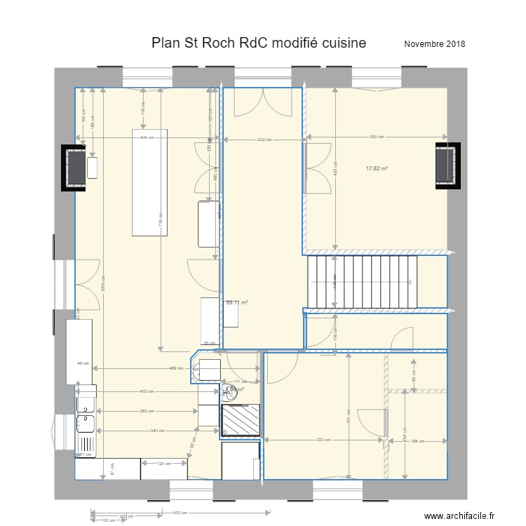 St Roch RdC modifié cuisine très grande. Plan de 0 pièce et 0 m2