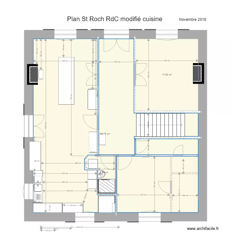 St Roch RdC modifi&eacute; cuisine tr&egrave;s grande. Plan de 