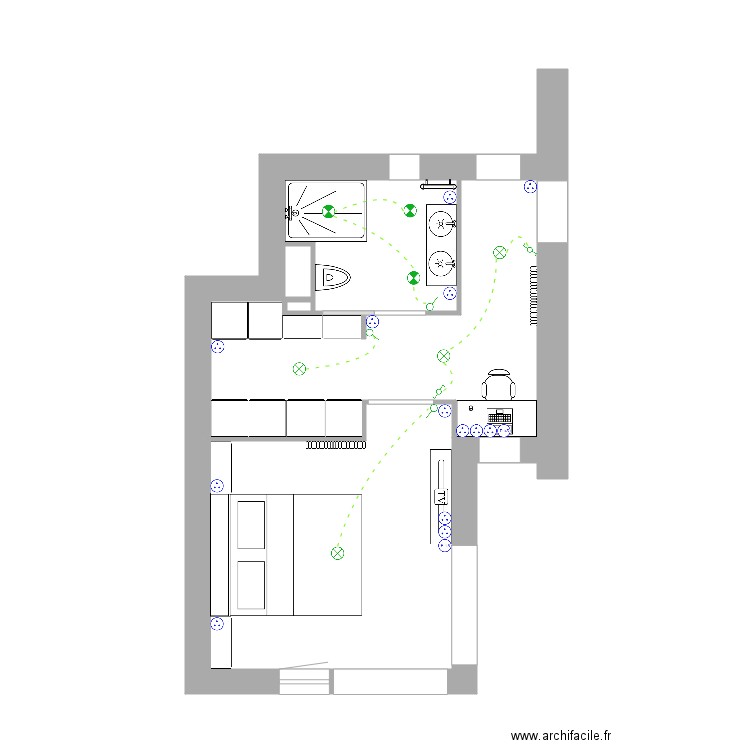 dechamps2. Plan de 2 pièces et 28 m2