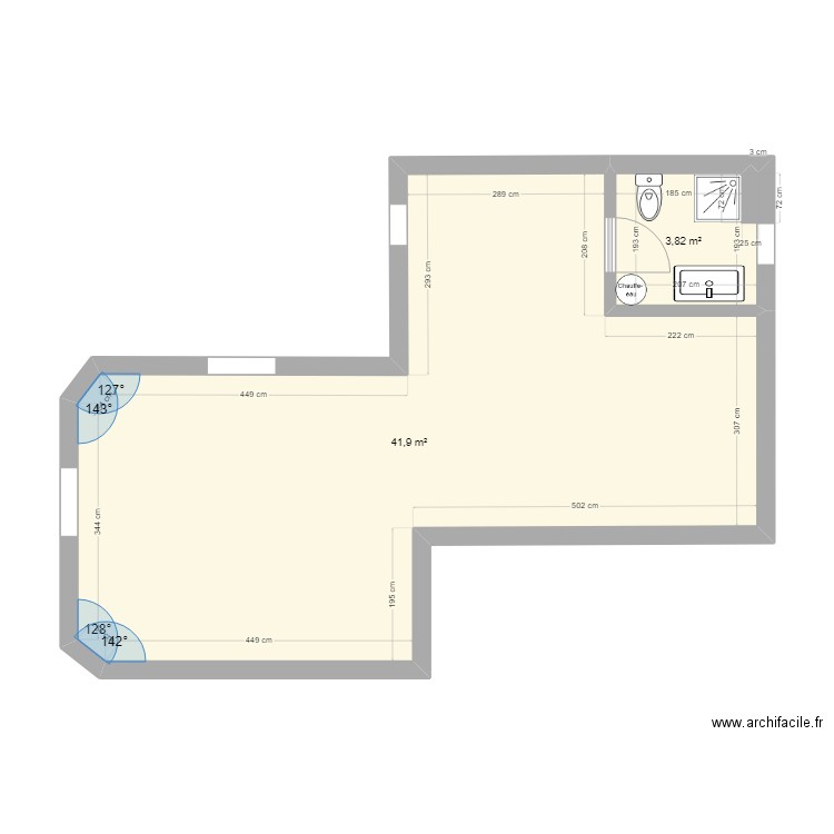 BODIOU 2EME. Plan de 2 pièces et 46 m2