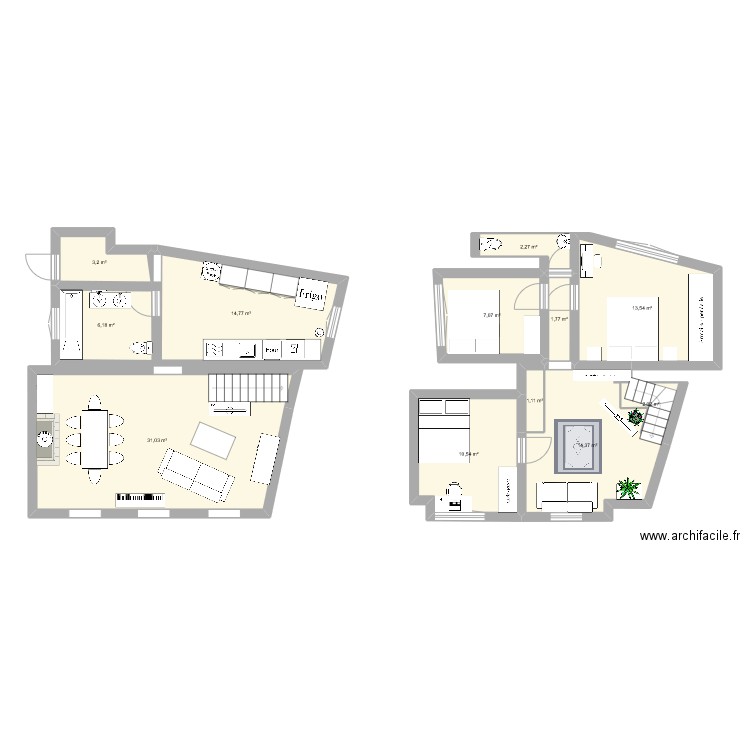 Maison. Plan de 12 pièces et 108 m2