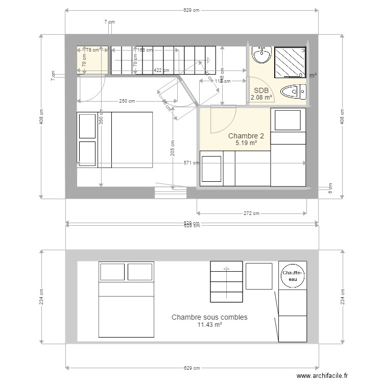 Quiberon Etage. Plan de 0 pièce et 0 m2