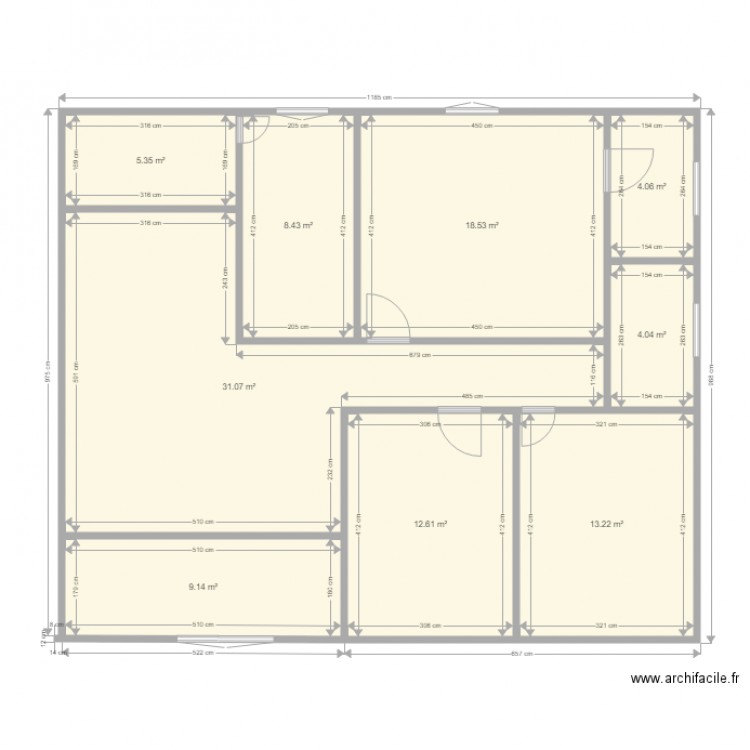PLAN B. Plan de 9 pièces et 106 m2
