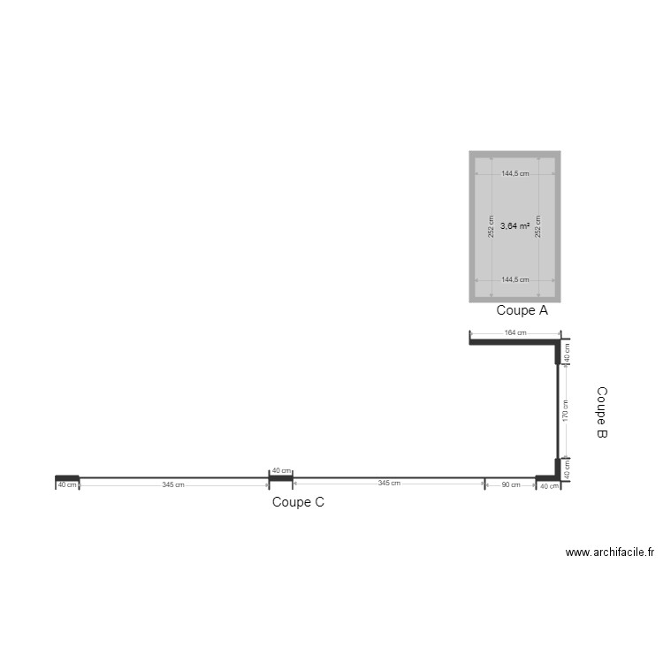 CENTURY 21 Coupe A. Plan de 1 pièce et 4 m2