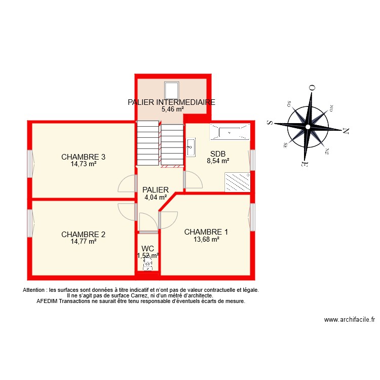 BI 8825 ETAGE. Plan de 11 pièces et 66 m2