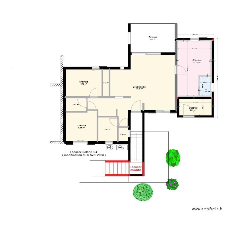 escalier dessus 2. Plan de 14 pièces et 71 m2