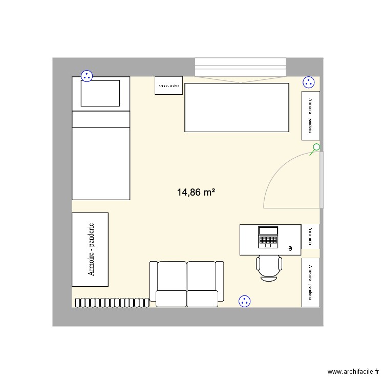 Chamber Benoit. Plan de 1 pièce et 15 m2