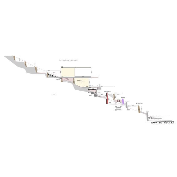 1.4.3- PROJET - COUPE NORD-SUD 1/75. Plan de 0 pièce et 0 m2