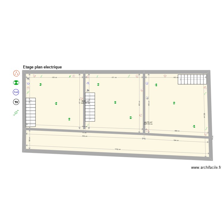 Etage appart Plan Electrique. Plan de 0 pièce et 0 m2
