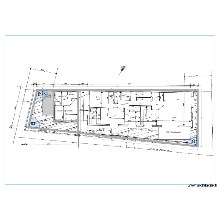 BLANC. Plan de 2 pièces et 294 m2