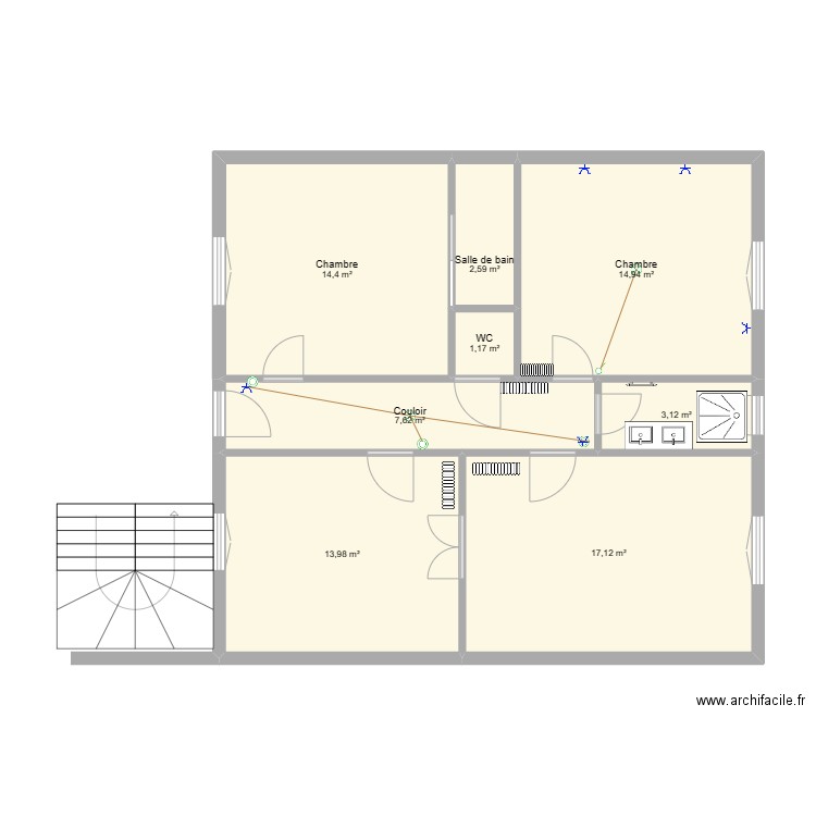 renovation etage. Plan de 0 pièce et 0 m2