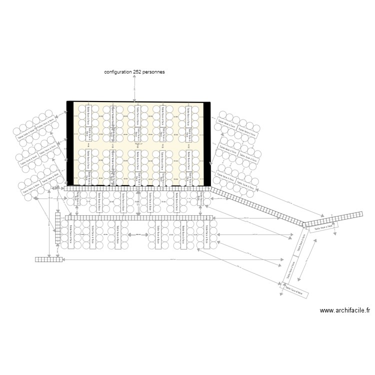 config 252 personnes. Plan de 2 pièces et 76 m2