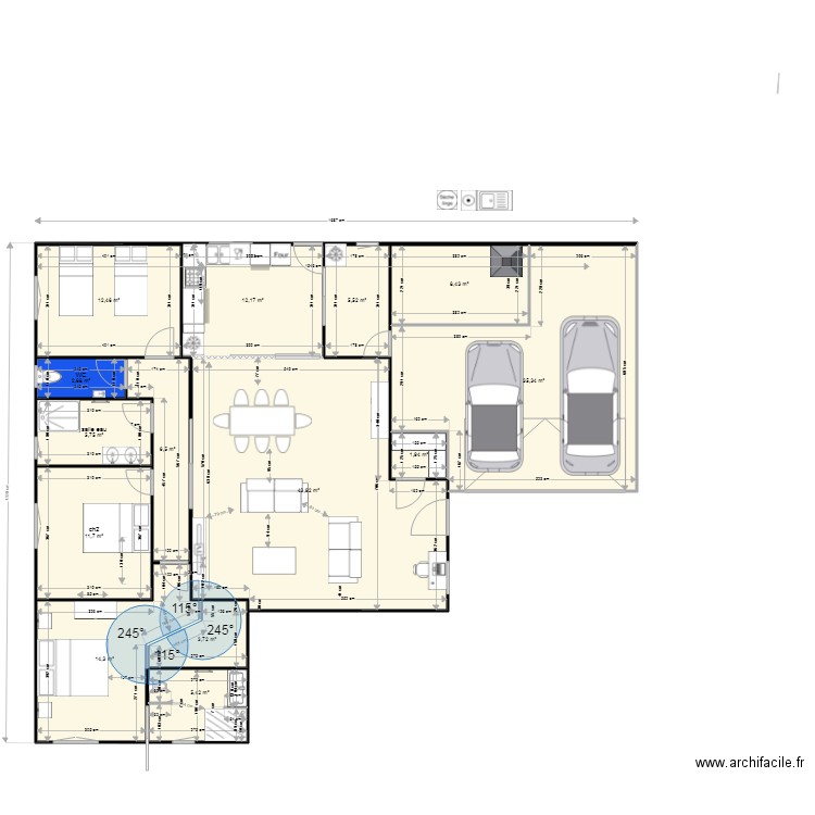 Px1 meubles. Plan de 14 pièces et 170 m2