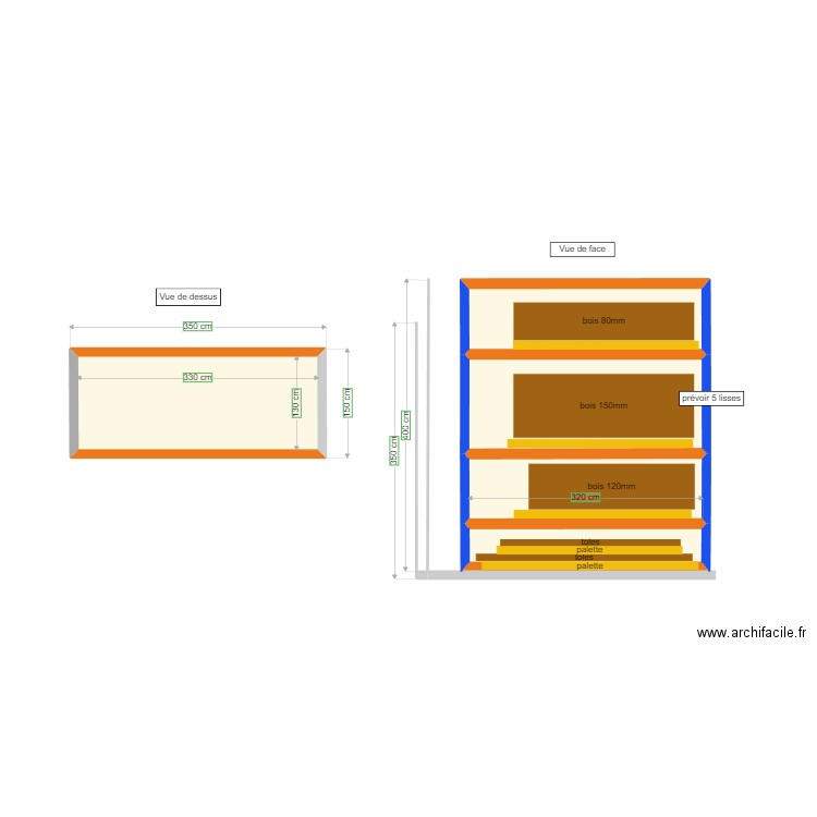 stockage. Plan de 5 pièces et 15 m2