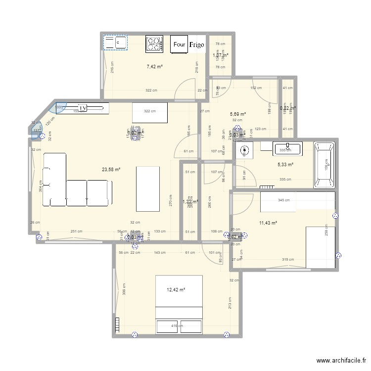 102 Joffre modif. Plan de 13 pièces et 70 m2