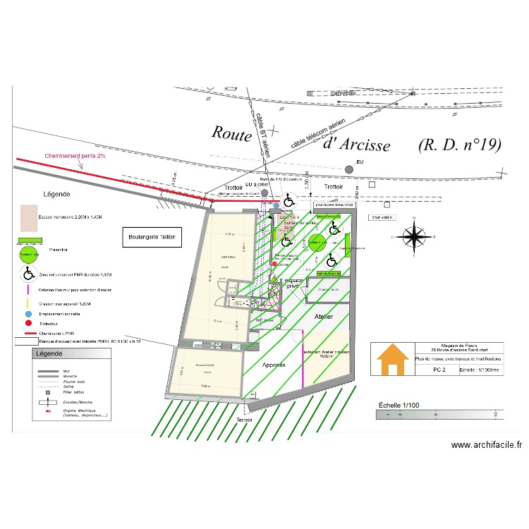 plan local commercial. Plan de 4 pièces et 69 m2