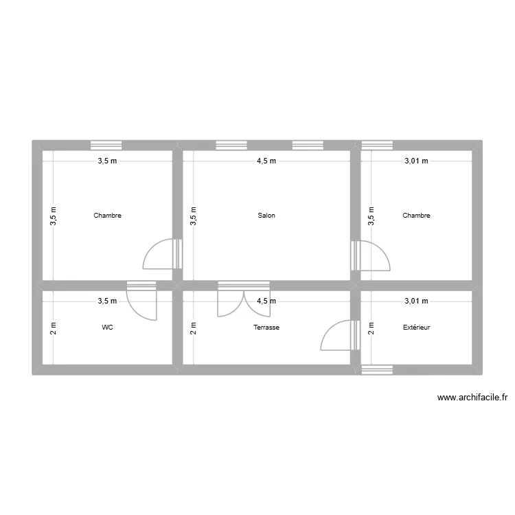 Mon P. Plan de 6 pièces et 61 m²