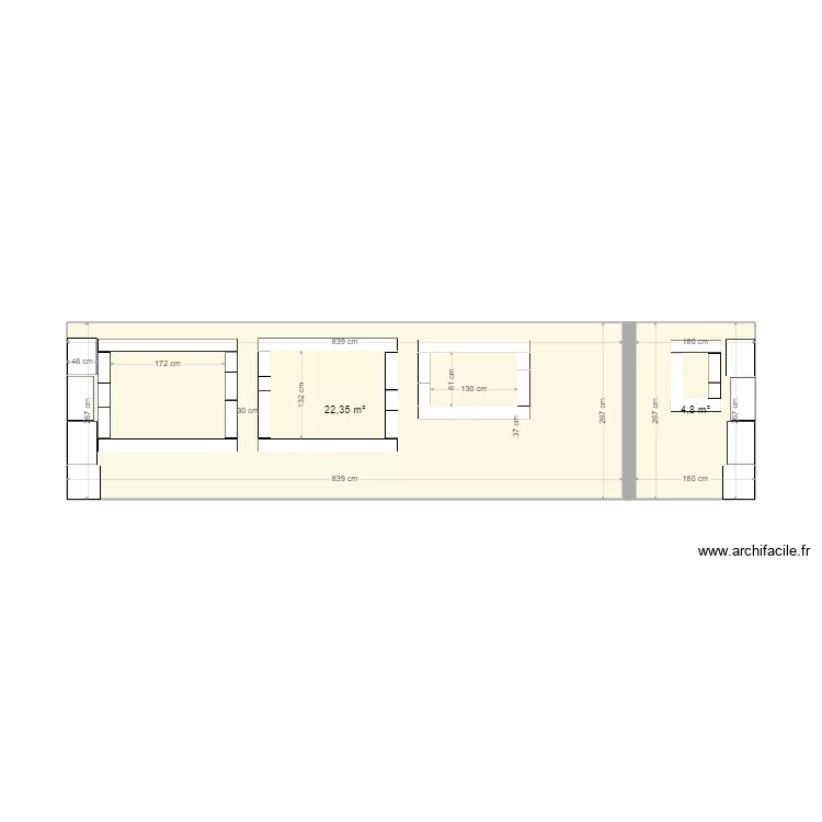 PoolHouse pierre facade. Plan de 2 pièces et 27 m²