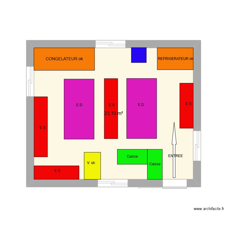 magasin 2. Plan de 1 pièce et 23 m2