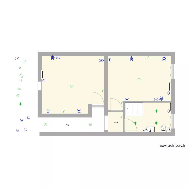 STUDIO ETAGE CHAMBRE ELECTRICITE. Plan de 