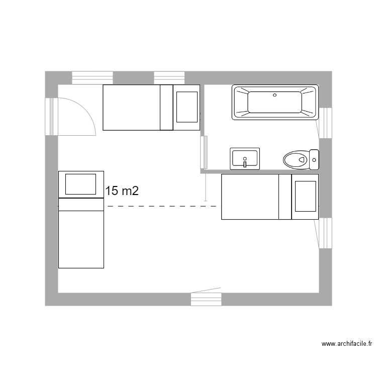 Montoison Plan Extension 1er étage. Plan de 2 pièces et 20 m2