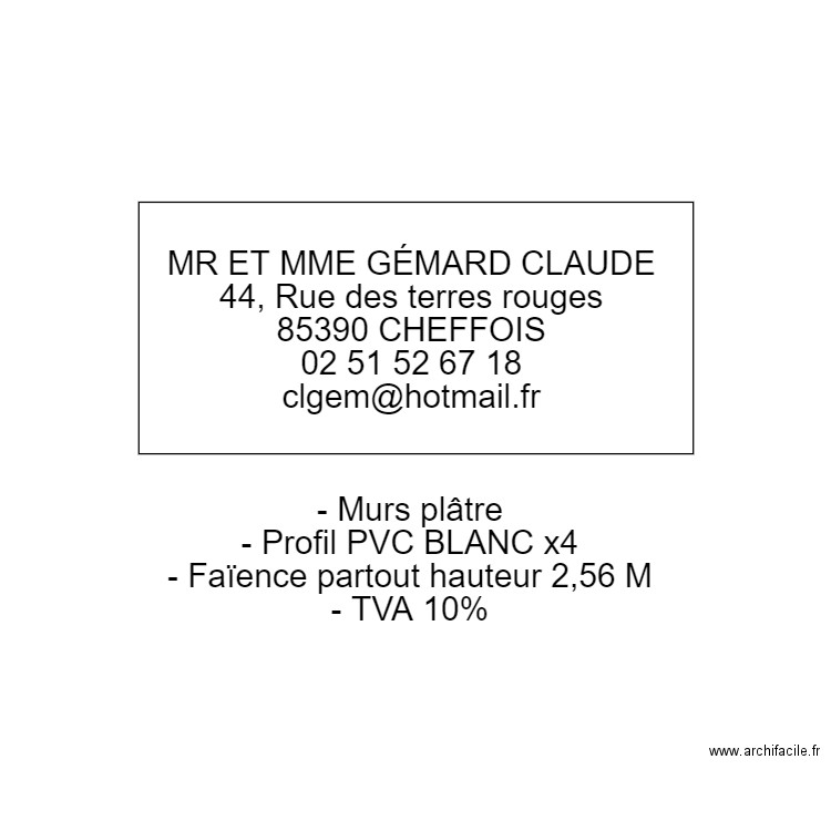 FICHE DEVIS GÉMARD. Plan de 0 pièce et 0 m2