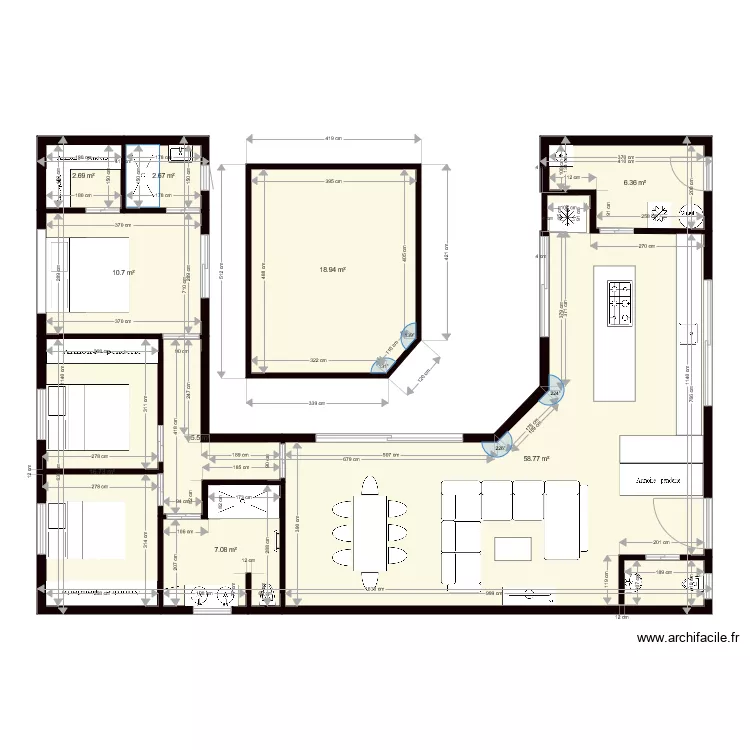 Maison U. Plan de Maison U. Plan de
