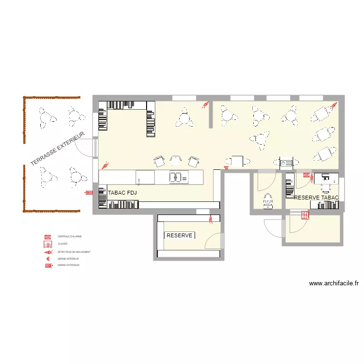 TAbac ALARME CAFE DES SPORT. Plan de 