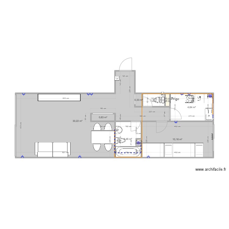 La Toussuire actuel. Plan de 9 pièces et 51 m2