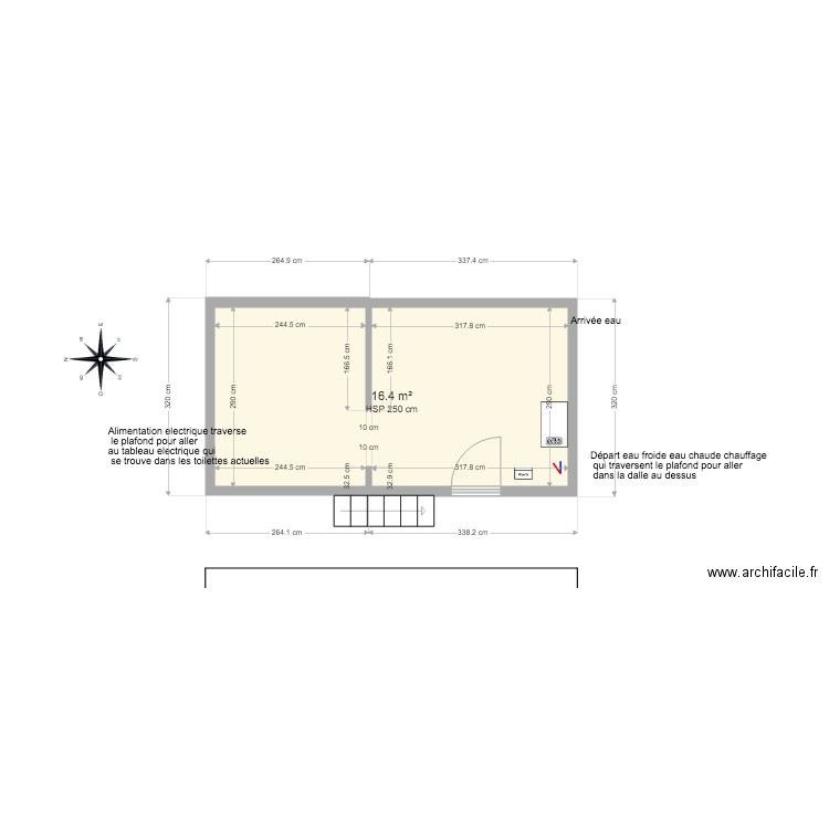 Cave. Plan de 1 pièce et 16 m2