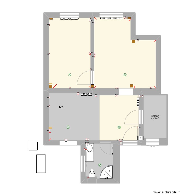 Molerova 12 electricité. Plan de 8 pièces et 57 m2