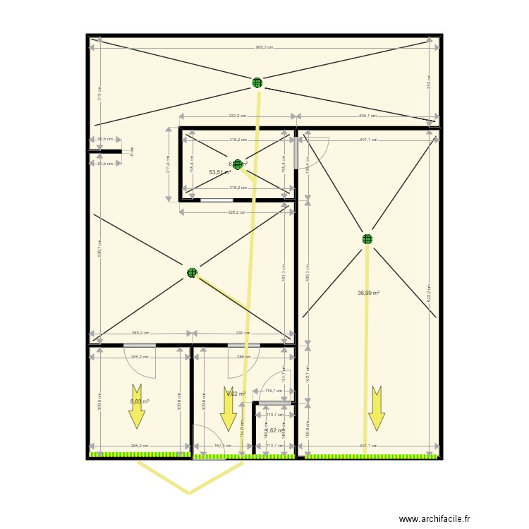 Labo+evacs. Plan de 6 pièces et 114 m2