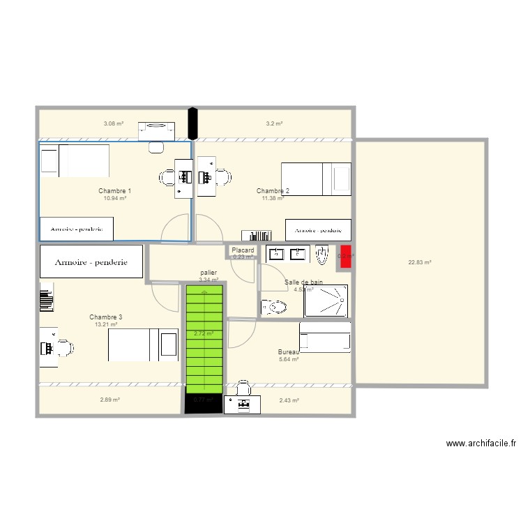 maison etage ploneour v2. Plan de 0 pièce et 0 m2