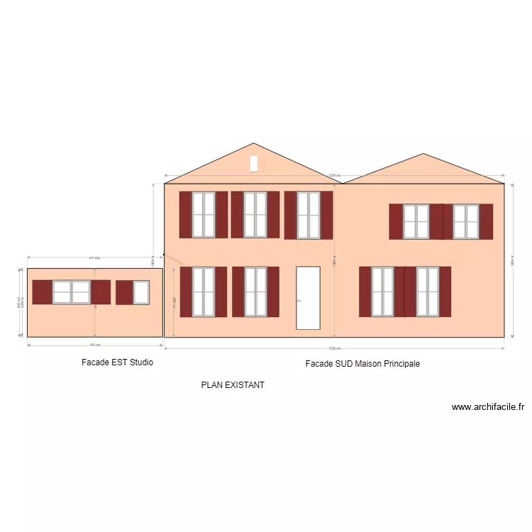 90 TEF Facades EXISTANT. Plan de 