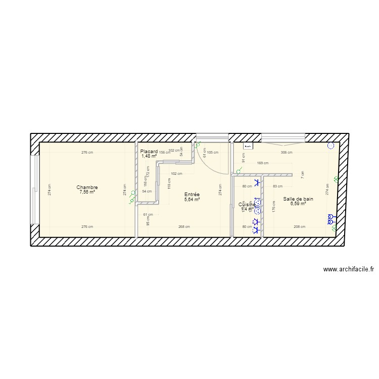 Studio Romagné Plan Elec. Plan de 5 pièces et 23 m2