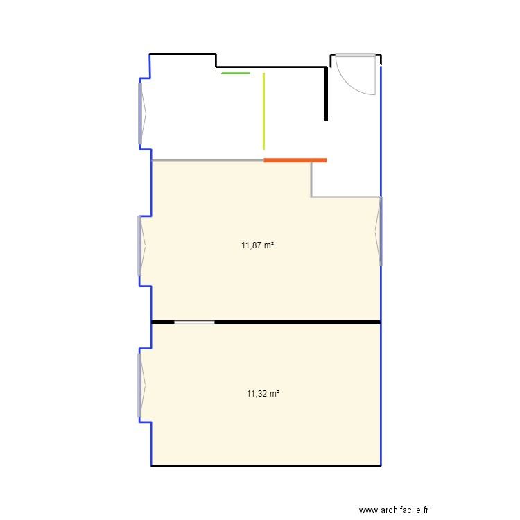 OpenWalls. Plan de 2 pièces et 23 m2