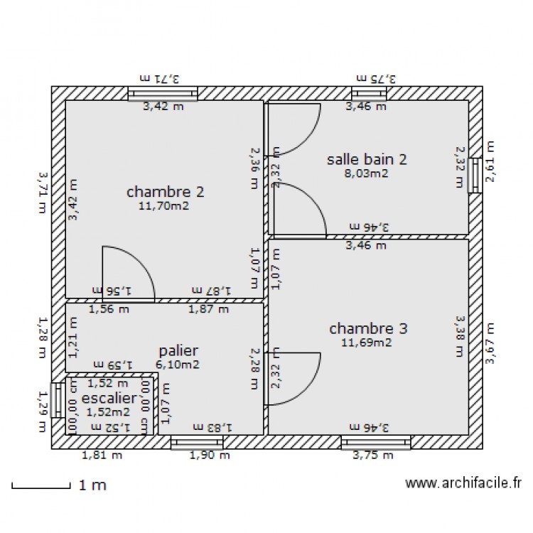 etage chambre. Plan de 0 pièce et 0 m2